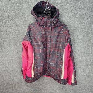 Columbia Jacket Womens XL  Maroon/Black Weather Shell Hooded Interchange